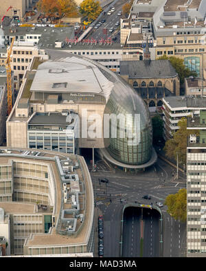 Luftaufnahme, Weltstadthaus Köln, Schildergasse in Köln, Renzo Piano, Architekt, bilden einen gestrandeten Wal, Kaufhaus Modekette Peek & Clop Stockfoto
