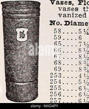 . Dreer der Großhandel Katalog für Floristen: Winter - Frühling - Sommer 1938. Vasen, Floristen Metall. Deutlich gemacht Vasen, entweder in Gal versorgt werden können - vanized oder grün lackiert. Tiefe 6 in 7 8 10 11 12 18 9 % 11 12 13 V-Jeweils 14% 0 40 45 50 55 65 75 $ 1 00 45 50 55 60 65, Doz. $ 4 40 5 00 5 50 6 00 6 50 8 25 10 50 5 00 5 50 6 00 6 50 7 50 Muster giesskanne Oval Französisch Stockfoto