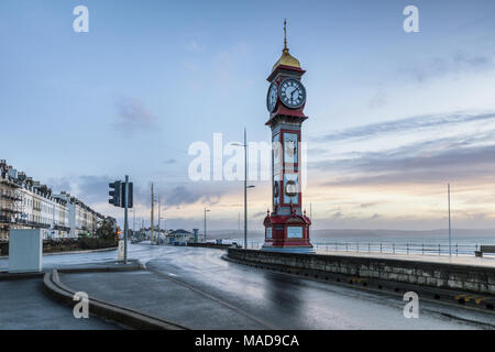 Die Jubilee Clock Tower an der Promenade von Weymouth in Dorset, England, UK. Im Jahr 1887 baute die Goldenen Jubiläum der Queen Victoria zu markieren. Stockfoto