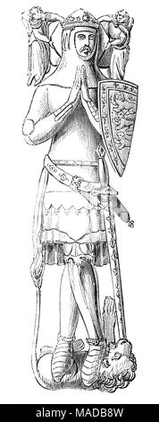 Johannes von Eltham, 1. Earl von Cornwall (1316 - 1336) war der zweite Sohn von König Edward II. von England und seine Königin Isabella von Frankreich. Er war Erbe der englischen Thron ab dem Zeitpunkt der Abdankung seines Vaters (25. Januar 1327), die Geburt seines Neffen Edward, der Schwarze Prinz (15. Juni 1330). Er wurde im Jahre 1316 in Eltham Palace, Kent geboren und fing in den Krieg zwischen seinem Vater, Edward II, und Mutter Isabella, seine wachsende Jahren turbulent waren. Er wurde zwischen seinen Eltern weitergegeben und sogar im Tower von London für eine Zeit vor seinem Bruder Edward III statt, führte ein Putsch gegen die Stockfoto