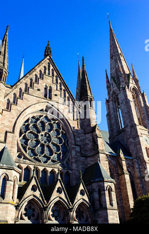 Westfassade, St Paul, lutherischen Tempel, evangelische Kirche, 19. Jahrhundert, Straßburg, Elsass, Frankreich, Europa, Stockfoto