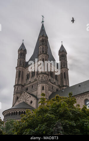 Die romanische Kirche Sankt Martin 'Brutto' (Groß St. Martin) in der Altstadt von Köln, Nordrhein-Westfalen - Deutschland Stockfoto