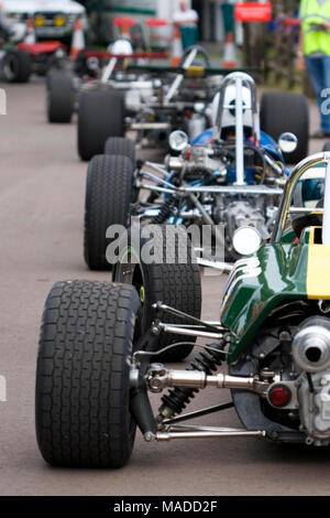 Classic Team Lotus Sportwagen Line up im Prescott speed Hill Climb, Cheltenham, England 2009 Stockfoto