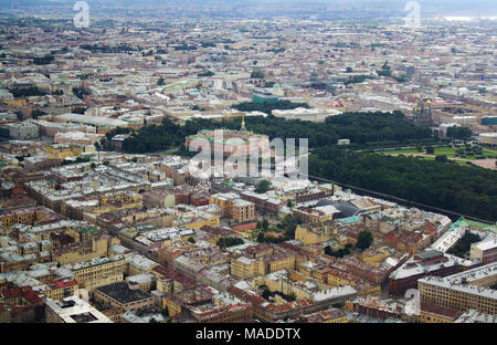 Aus der Vogelperspektive Die michailowski Schloss, der Garten und der Mars Quadrat in Sankt-Petersburg, Russland Stockfoto