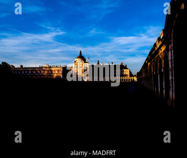 Atardecer en El Palacio Real de Aranjuez. Madrid. España Stockfoto