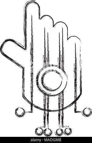 Grunge Roboter Hand Schaltungen zu Robotertechnologie Vector Illustration Stock Vektor