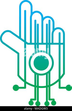 Degraded Linie Roboter Hand Schaltungen zu Robotertechnologie Vector Illustration Stock Vektor