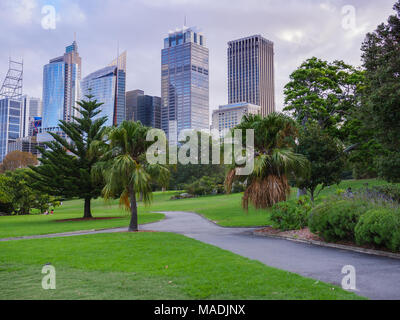 April 1st, 2018, Sydney, Australien - Royal Botanic Garden Landschaft an einem Wochenende. Schönen Herbst Landschaften Stockfoto