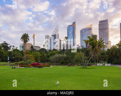 April 1st, 2018, Sydney, Australien - Royal Botanic Garden Landschaft an einem Wochenende. Schönen Herbst Landschaften Stockfoto