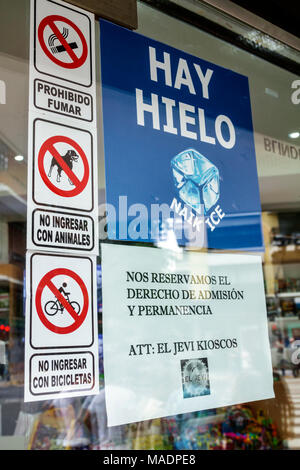 Buenos Aires Argentinien, El Jevi Kiosk, 24-Stunden-Geschäft, Imbissladen, Fenster, Schilder, spanische Sprache, Warnung, keine Haustiere, kein Rauchen, keine Fahrräder Stockfoto