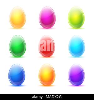 Realistische bunte Ostereier auf weißem Hintergrund Vektor isoliert Stock Vektor