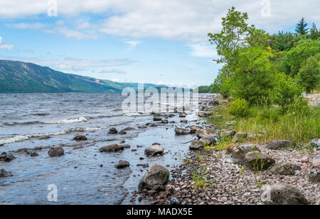 Am Ufer des Loch Ness, in den schottischen Highlands, südwestlich von Inverness. Stockfoto