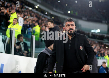 Turin, Italien. 31 Mär, 2018. Fußball, Serie A-Meisterschaft 2017-2018 31-3 2018 Juventus Turin-Mailand 3-1 im Bild: Gattuso Credit: Unabhängige Fotoagentur/Alamy leben Nachrichten Stockfoto