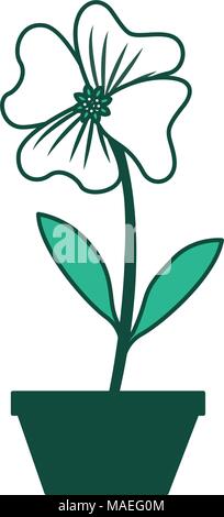 Blume Immergrün im Topf Dekoration Symbol Vektor illustration Design in Grün Stock Vektor