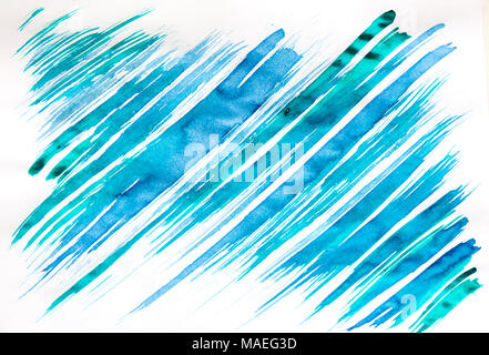 Aquarell Hand gezeichnet blaue Textur auf weißem Hintergrund Stockfoto