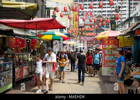 Menschenmassen Petaling Street Chinatown Kuala Lumpur Malaysia Stockfoto