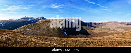 Panoramablick auf Bowscale fiel, Bannerdale Felsen und blencathra von Souther fiel angesehen Stockfoto