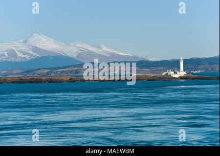 Sound of Mull Lady Isle Rock und Leuchtturm auf Lismore Island, Schottland, Vereinigtes Königreich Stockfoto