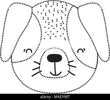 Gepunktete Form liebenswert und glücklicher Hund Kopf Tier Vector Illustration Stock Vektor