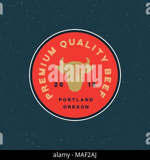 Premium frisches Rindfleisch label. retro styled Fleisch shop Emblem. Vector Illustration Stock Vektor