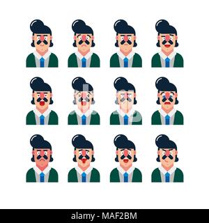 Der nette Mann Mimik. Vector Illustration Stock Vektor