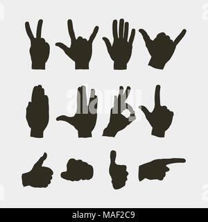 Hand mit verschiedenen Gesten. Vector Illustration Stock Vektor