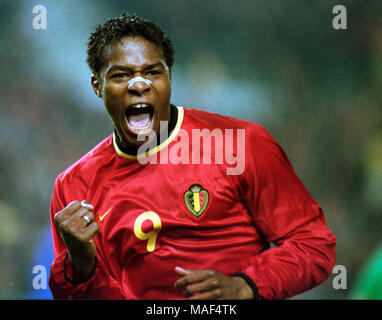 König Baudoin Stadion Brüssel, Belgien, 29.3.2000, Fußball, Internationale freundlich: Belgien gegen Niederlande 2:2------- Emile Mpenza (BEL) Stockfoto