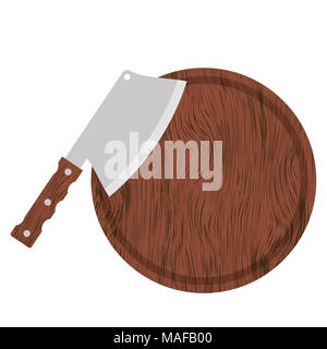 Messer und Holz Kreis Board Stockfoto