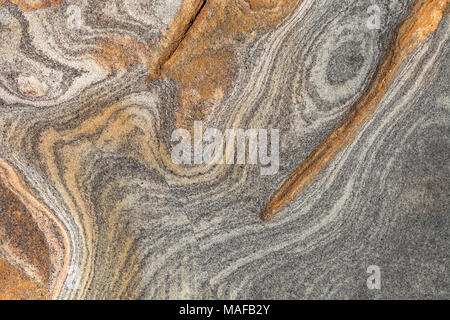 In der Nähe der Felsformation Muster und Farbe im Point Lobos State Naturpark, California, United States. Stockfoto