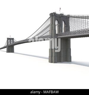 Brooklyn Bridge auf Weiß. 3D-Darstellung Stockfoto