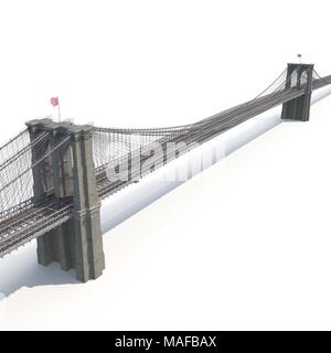 Brooklyn Bridge auf Weiß. 3D-Darstellung Stockfoto