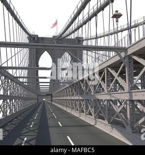 Brooklyn Bridge auf Weiß. 3D-Darstellung Stockfoto