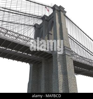 Brooklyn Bridge auf Weiß. 3D-Darstellung Stockfoto