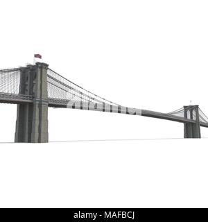 Brooklyn Bridge auf Weiß. 3D-Darstellung Stockfoto