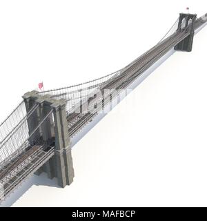 Brooklyn Bridge auf Weiß. 3D-Darstellung Stockfoto