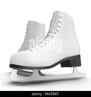 Paar Frauen Abbildung Schlittschuhe isoliert auf Weiss. 3D-Illustration, Freistellungspfad Stockfoto