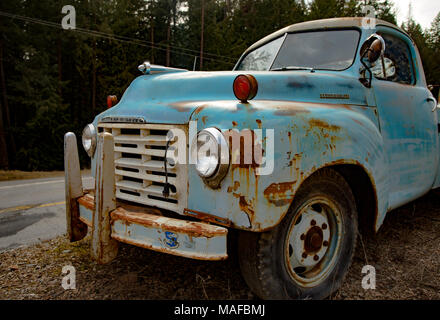 Eine blaue 1949 Studebaker 2 R15 Pickup truck in einem alten Steinbruch, östlich von Clark Gabel Idaho. Stockfoto