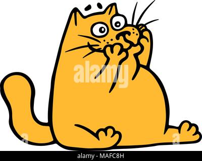 Cute doodle orange Katze mit Mad Gesicht. April Urlaub. Fool's Day. Vector Illustration. Stock Vektor