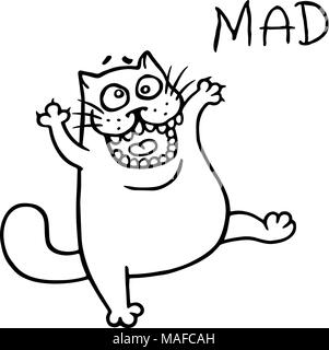 Süße mad Cat. Vector Illustration. Lustige cartoon Tier Haustier Charakter. Stock Vektor