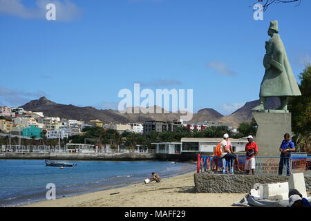 Monumento a Diogo Alfonso, Praia de Bote, Mindelo, Kap Verde Stockfoto