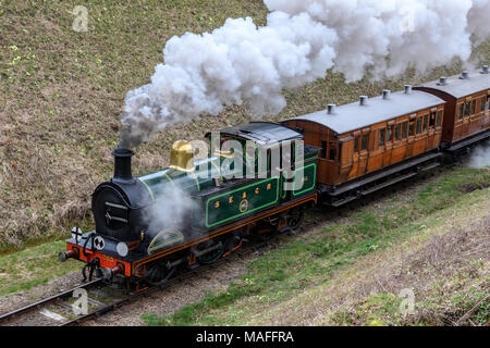 South Eastern & Chatham Eisenbahn H-Klasse Nr. 263 an der Bluebell Railway, Sussex Stockfoto