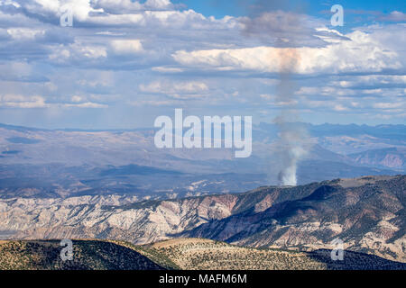 Rauchfahne aus kontrollierten Wald brennen in White RIver National Forest, Rocky Mountains, Colorado Stockfoto