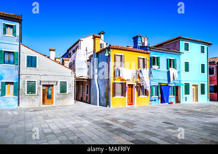 Burano, Venedig. Bild mit bunten Insel aus dem schönen Venetien in Italien. Stockfoto