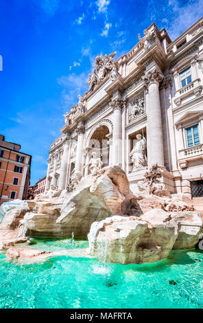 Rom, Italien. Berühmten Trevibrunnen und Palazzo Poli (Italienisch: Fontana di Trevi) in der italienischen Stadt der Roma. Stockfoto