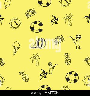 Sommer doodle nahtlose Muster Hintergrund. Vector Illustration. Stock Vektor