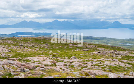 In der Nähe von malerischen Anblick Bealach Na Ba-Sicht im Applecross Halbinsel in Wester Ross, schottischen Higlands. Stockfoto