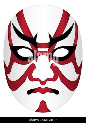 Japan kabuki Maske auf weißem Hintergrund Stock Vektor