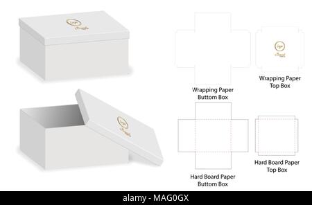 Box Verpackung die cut Template Design. 3d Mock-up Vector Illustration. Stock Vektor