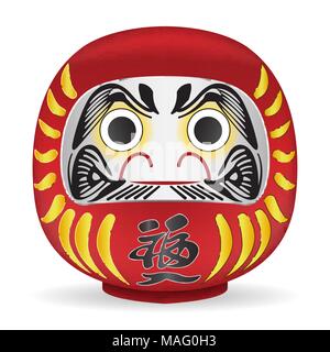 Japan Daruma Puppe Übersetzung auf Körper ist Fortune Stock Vektor