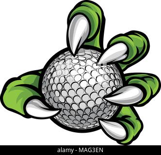 Monster oder Tier Kralle hält Golfball Stock Vektor